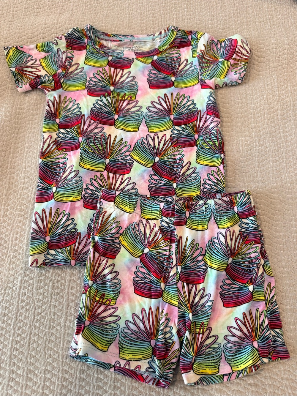 Posh Peanut Pink Rainbow Slinky Floral Short Pajama Set